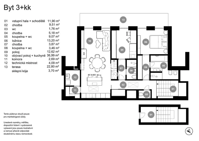 Prodej bytu 3+kk, Praha - Vinohrady, Italská, 110 m2