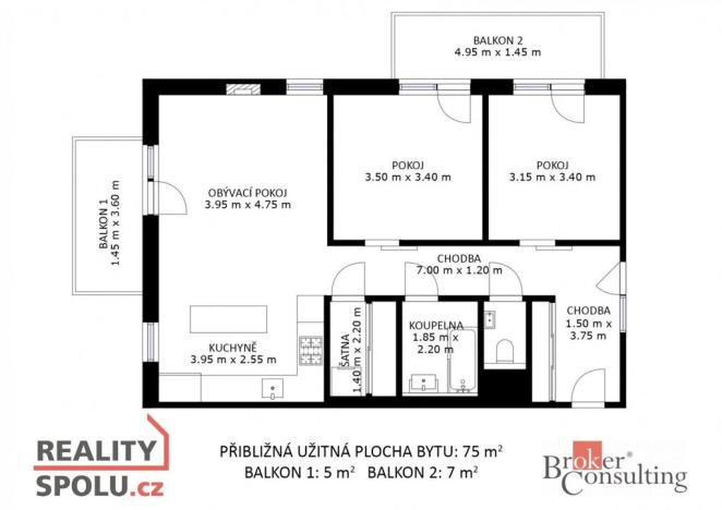 Prodej bytu 3+kk, Rajhrad, Masarykova, 89 m2