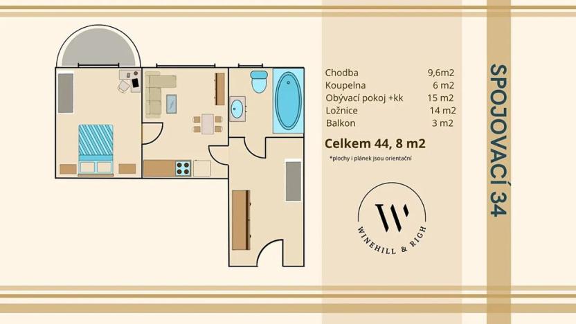 Prodej bytu 2+kk, Praha - Žižkov, Spojovací, 44 m2