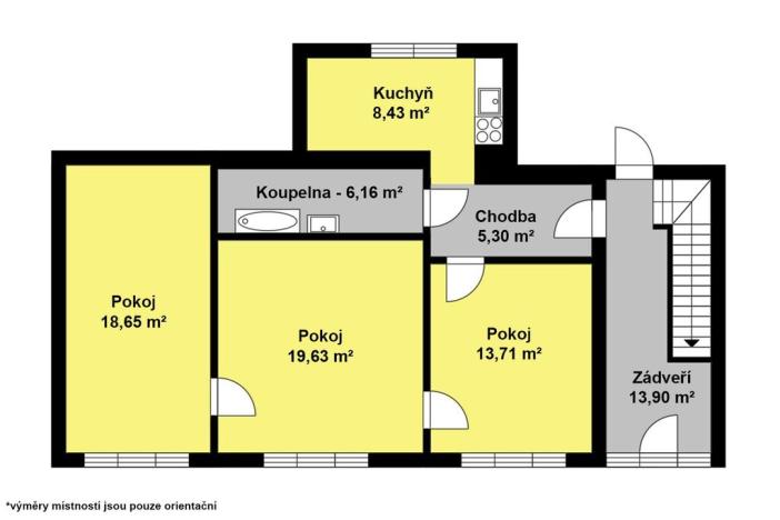 Prodej bytu 3+1, Týnec nad Labem, Masarykovo náměstí, 72 m2