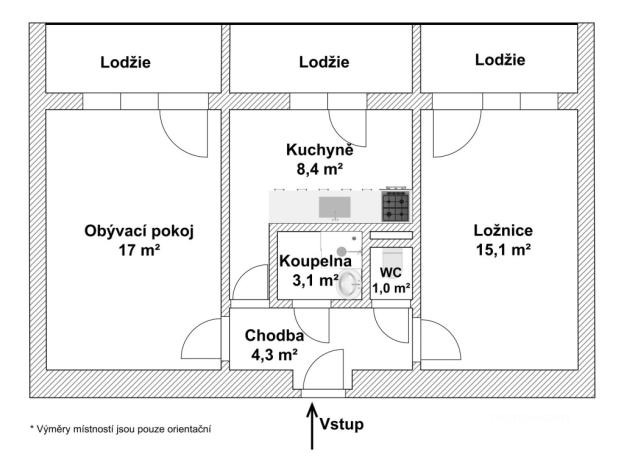 Prodej bytu 2+1, Brno - Židenice, Došlíkova, 48 m2