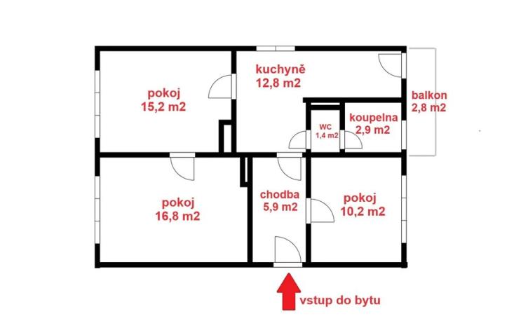 Prodej bytu 3+1, Planá nad Lužnicí, 79 m2