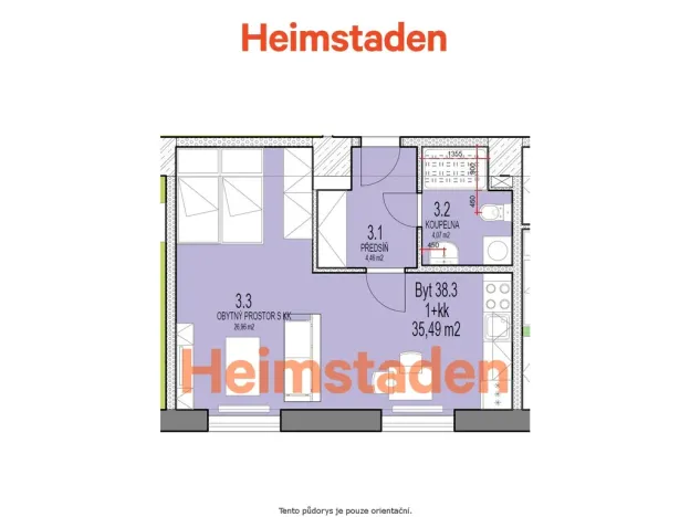 Pronájem bytu 1+kk, Havířov - Město, Jana Švermy, 35 m2
