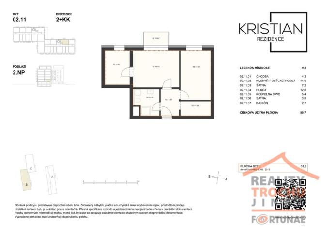 Prodej bytu 2+kk, Hradec Králové, Pod Zámečkem, 50 m2