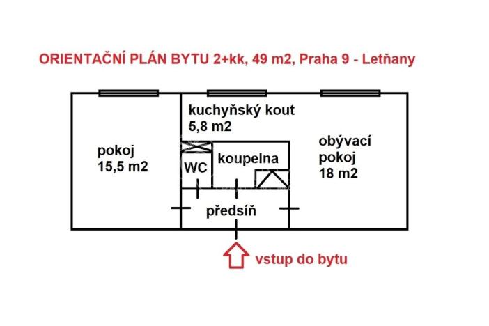 Pronájem bytu 2+kk, Praha - Letňany, Dudkova, 49 m2