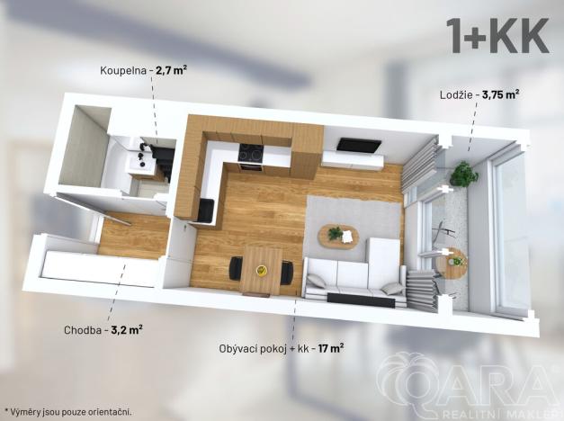 Prodej bytu 1+kk, Praha - Kobylisy, Kyselova, 24 m2