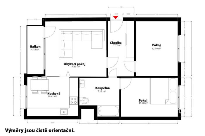 Pronájem bytu 3+1, Česká Lípa, Na Svahu, 74 m2