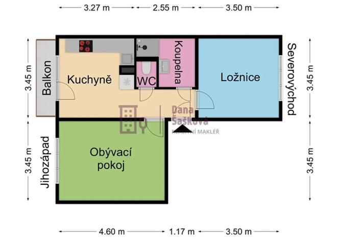 Pronájem bytu 2+1, Jindřichův Hradec, sídliště U Nádraží, 50 m2
