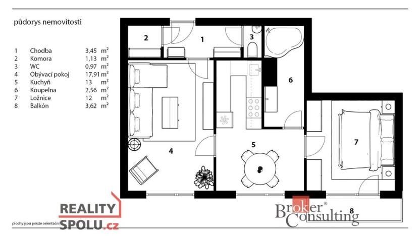 Prodej bytu 2+1, Rychnov nad Kněžnou, Na Trávníku, 62 m2
