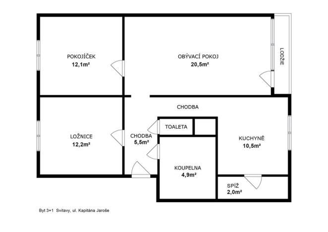 Prodej bytu 3+1, Svitavy, Kapitána Jaroše, 69 m2