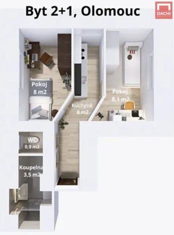 Prodej bytu 2+1, Olomouc, Komenského, 29 m2