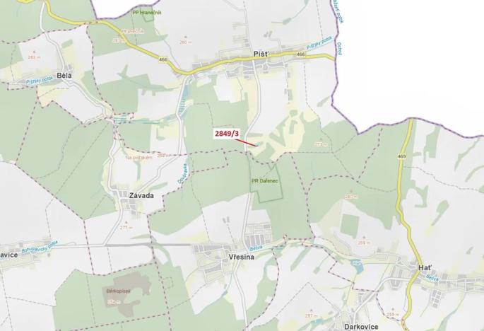 Dražba lesa, Píšť, 1130 m2