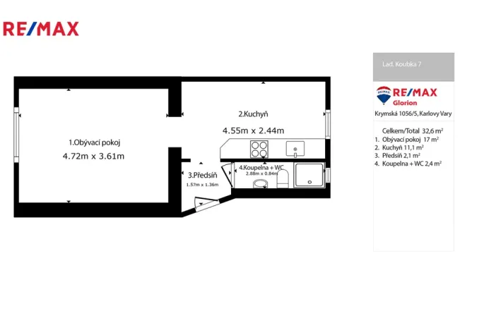 Prodej bytu 1+1, Karlovy Vary - Rybáře, Lad. Koubka, 34 m2
