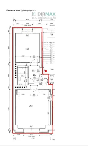 Pronájem bytu 2+kk, Plzeň, Čechova, 45 m2