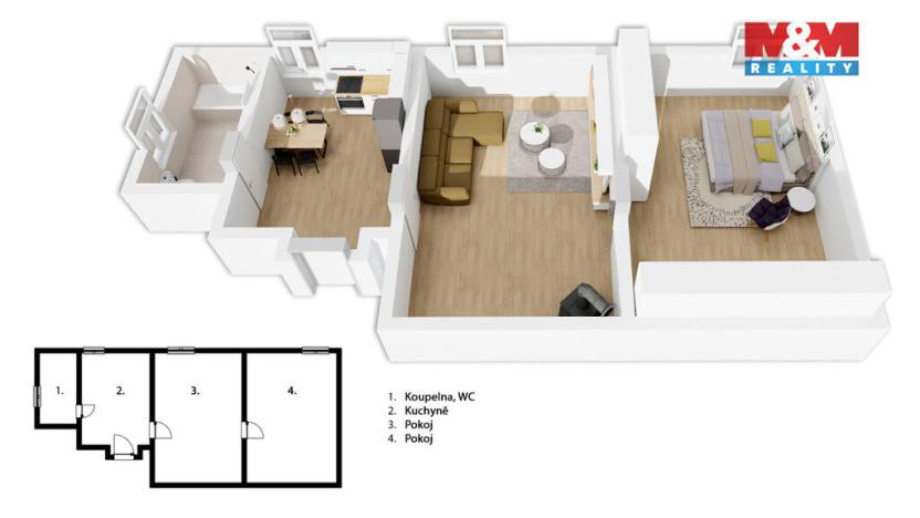 Prodej bytu 2+1, Velké Hamry, 61 m2