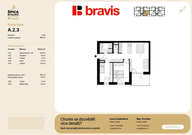 Prodej bytu 3+kk, Brno, 76 m2