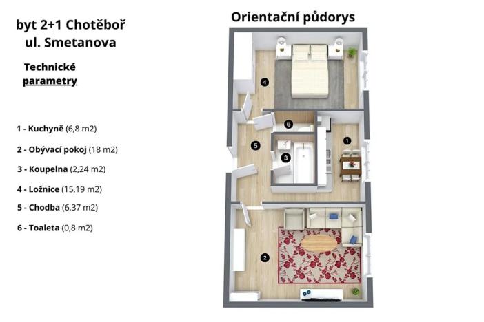 Prodej bytu 2+1, Chotěboř, Smetanova, 67 m2