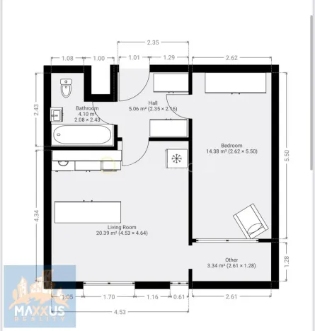 Prodej bytu 2+kk, Praha - Troja, Hnězdenská, 43 m2