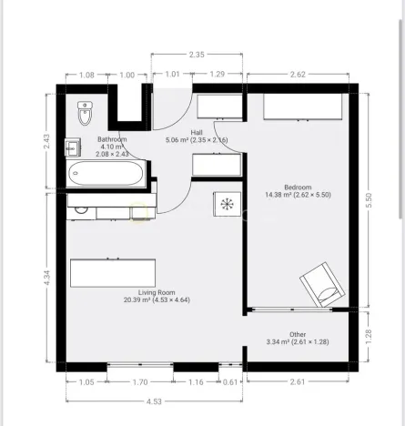 Prodej bytu 2+kk, Praha - Troja, Hnězdenská, 43 m2