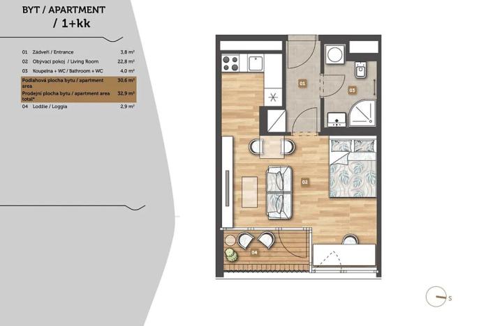 Prodej bytu 1+kk, Praha - Libeň, Zenklova, 33 m2
