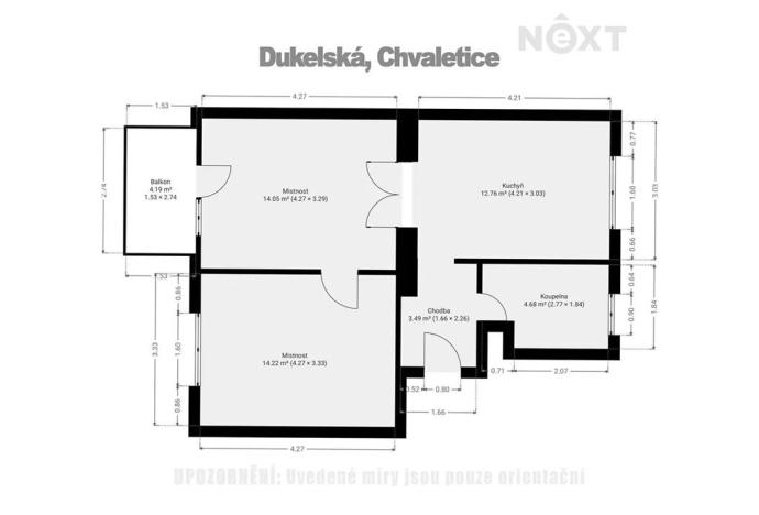 Prodej bytu 2+1, Chvaletice, Dukelská, 52 m2