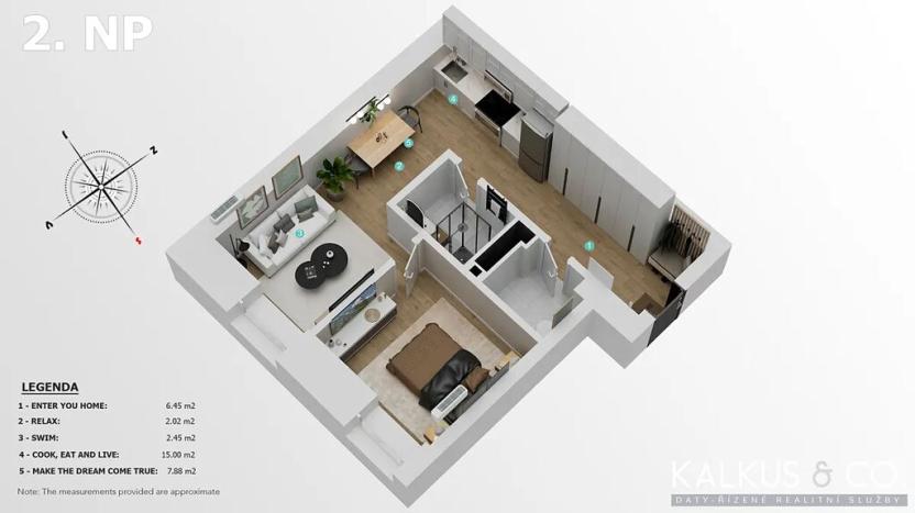 Pronájem bytu 2+kk, Hradec Králové, Eliščino nábřeží, 34 m2