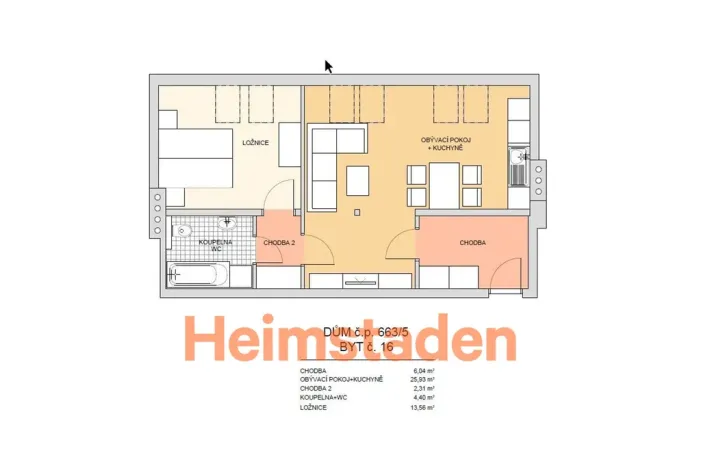 Pronájem bytu 2+kk, Ostrava - Poruba, náměstí Boženy Němcové, 52 m2