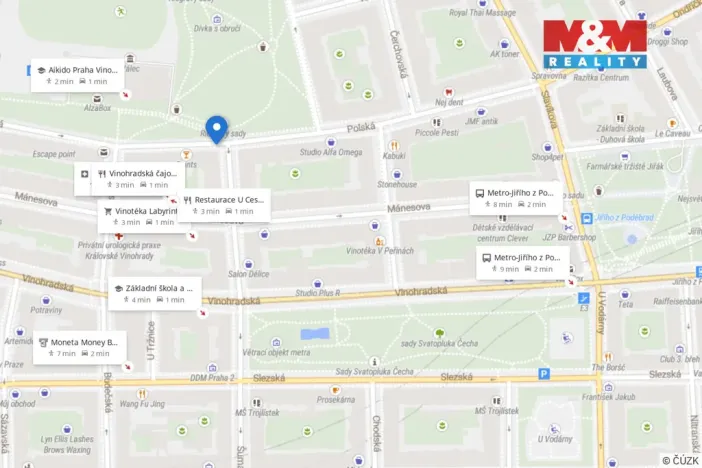 Pronájem bytu 1+kk, Praha, Polská, 32 m2