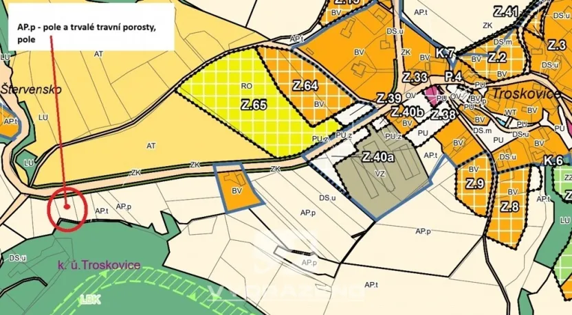 Prodej louky, Troskovice, 1058 m2