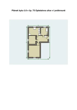 Pronájem bytu 2+1, Lanškroun, Opletalova, 49 m2