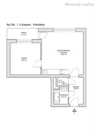 Pronájem bytu 2+kk, Pohořelice, 47 m2