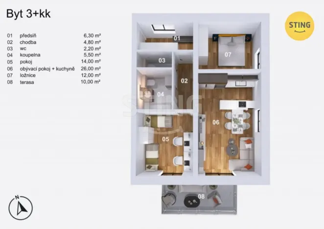 Prodej bytu 3+kk, Opava, Slezská, 71 m2