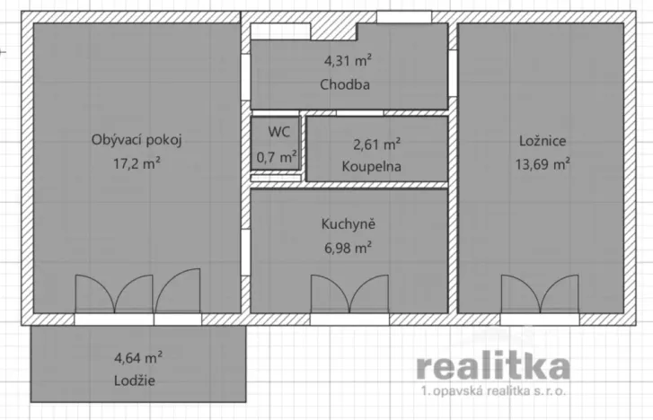 Pronájem bytu 2+1, Krnov - Pod Cvilínem, SPC H, 50 m2