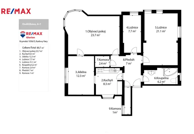 Prodej bytu 4+1, Karlovy Vary, Ondříčkova, 87 m2