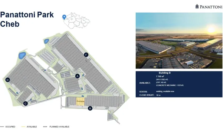 Pronájem skladu, Cheb - Hradiště, Průmyslový park, 7760 m2