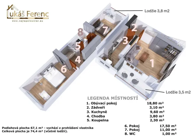 Prodej bytu 3+1, Kladno - Kročehlavy, Plzeňská, 74 m2
