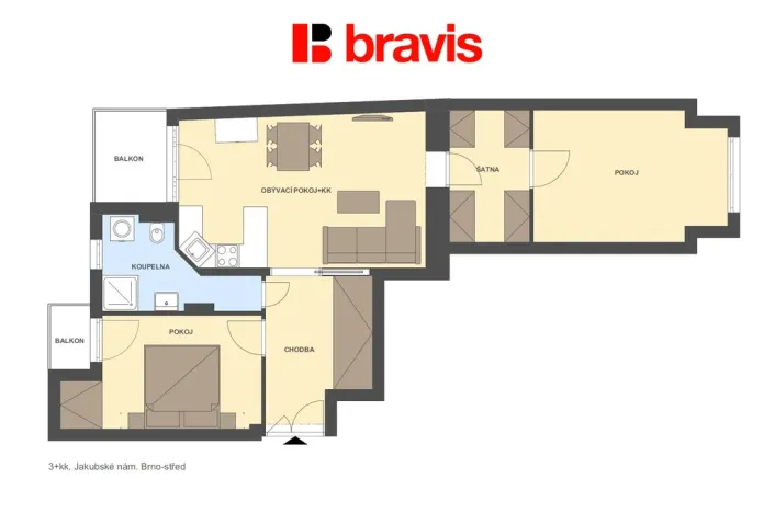 Prodej bytu 3+kk, Brno, Jakubské náměstí, 81 m2