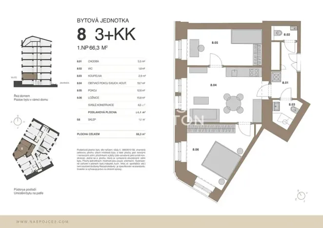 Prodej bytu 3+kk, Praha - Vršovice, Na spojce, 64 m2