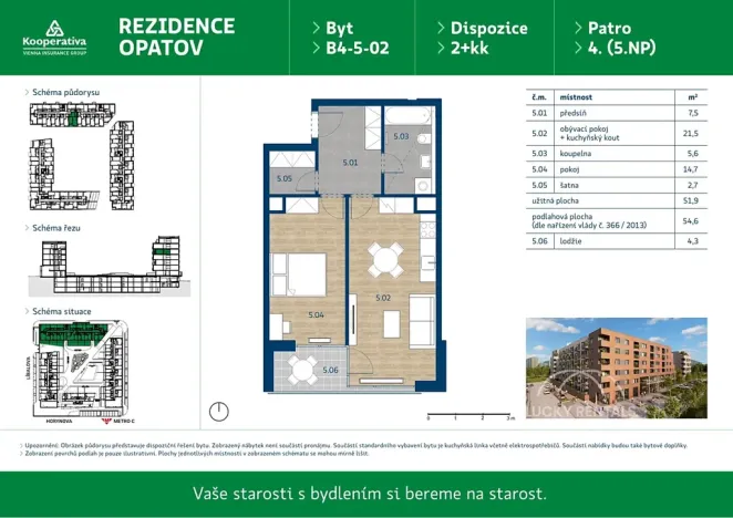 Pronájem bytu 2+kk, Praha - Chodov, Líbalova, 54 m2