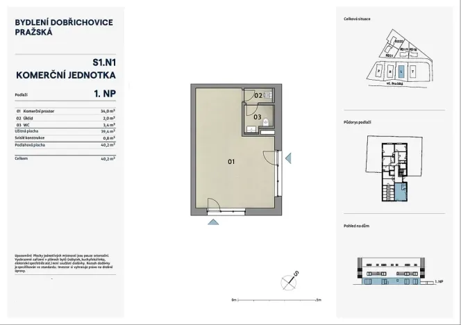 Prodej obchodního prostoru, Dobřichovice, Souběžná, 40 m2