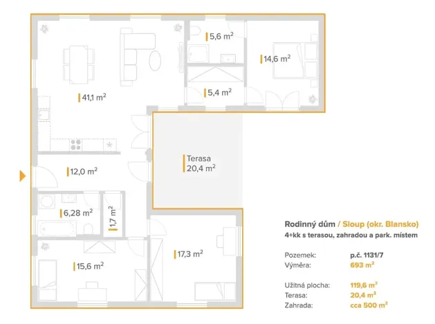 Prodej rodinného domu, Sloup, 120 m2