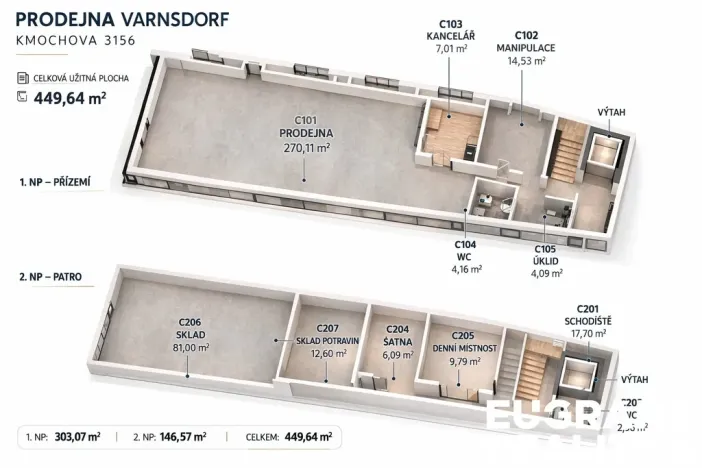 Pronájem obchodního prostoru, Varnsdorf, Kmochova, 450 m2