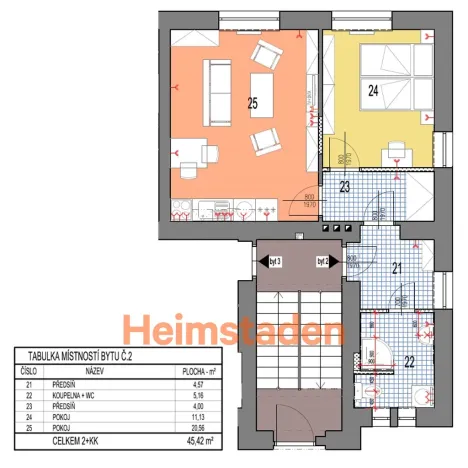 Pronájem bytu 2+kk, Ostrava - Kunčičky, Nadační, 44 m2