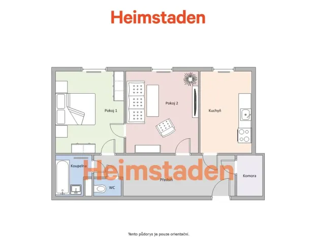 Pronájem bytu 2+1, Ostrava - Poruba, Bohuslava Martinů, 53 m2