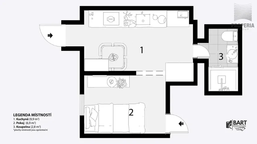 Pronájem bytu 1+kk, Brno, Teslova, 20 m2