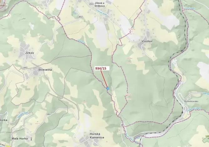 Dražba lesa, Jílové u Držkova, 3821 m2