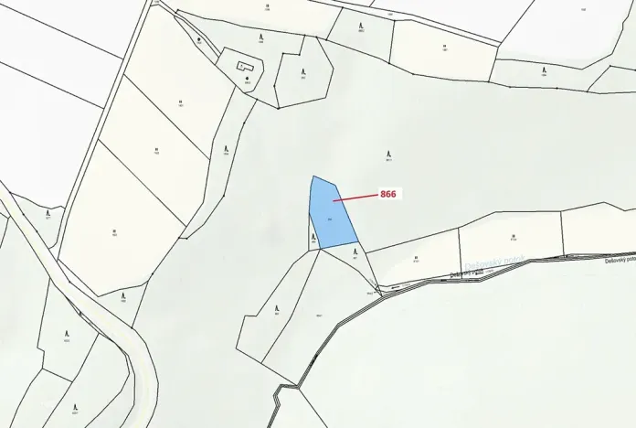 Dražba pozemku, Dešov, 1277 m2