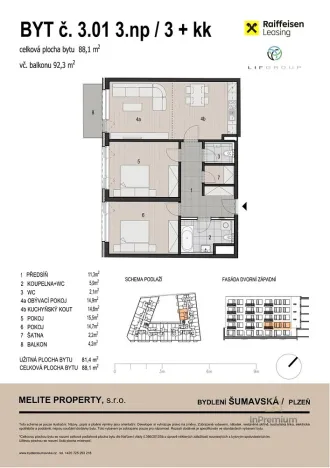 Prodej bytu 3+kk, Plzeň - Východní Předměstí, Šumavská, 88 m2