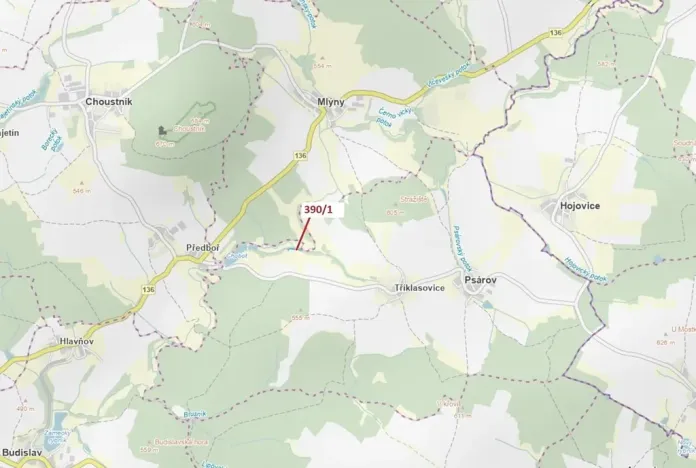 Dražba pozemku, Psárov, 2190 m2