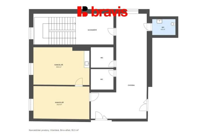 Pronájem kanceláře, Brno - Štýřice, Vídeňská, 50 m2